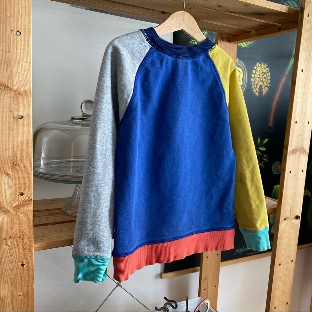 Hanna Andersson Blue Yellow Gray Colorblock Gamer Controls Crewneck Sweatshirt 6 - Picture 5 of 12